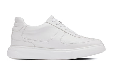 Elevator shoes height increase CALTO - J2201 - 2.6 Inches Taller (White/White Sole) - Lightweight Nappa Sneakers