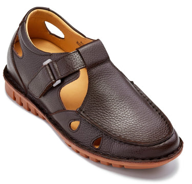 Elevator shoes height increase CALTO - K0752 - 2.8 Inches Taller (Coffee Brown) - Lightweight Casual Fisherman Sandal