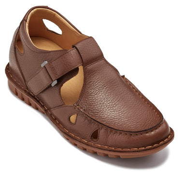 Elevator shoes height increase CALTO - K0753 - 2.8 Inches Taller (Camel Brown) - Lightweight Casual Fisherman Sandal