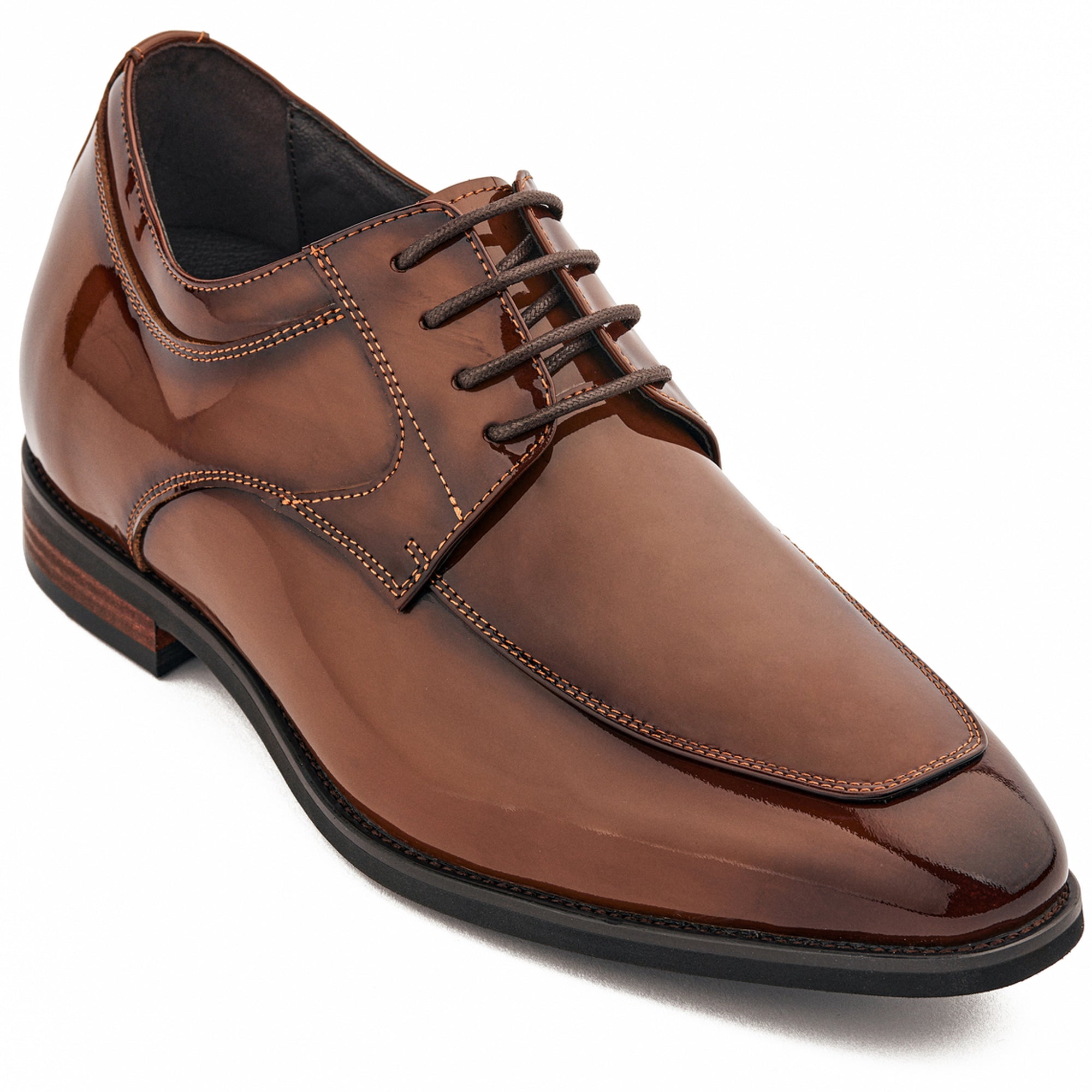 CALTO - K2711 - 2.8 Inches Taller (Caramel Brown) - Patent Leather Dress Oxford CALTO - K2711 - 2.8 Inches Taller (Caramel Brown) - Patent Leather Dress Oxford