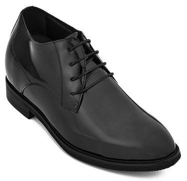 Elevator shoes height increase CALTO - K8010 - 3.4 Inches Taller (Black) - Patent Leather Dress Derbies