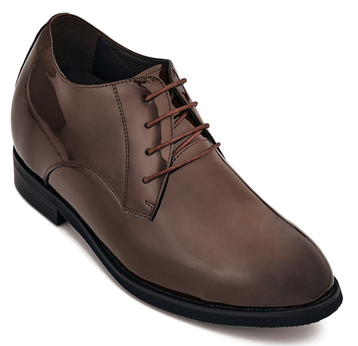CALTO - K8011 - 3.4 Inches Taller (Coffee Brown) - Patent Leather Dress Oxford CALTO - K8011 - 3.4 Inches Taller (Coffee Brown) - Patent Leather Dress Oxford