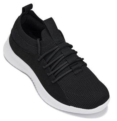 Elevator shoes height increase CALTO - Q132 - 2.4 Inches Taller (Black/White Sole) - Ultra Lightweight Sneakers