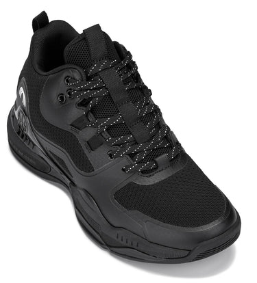 Elevator shoes height increase CALTO - Q393 - 3 Inches Taller (Black) - Basketball High-Top Sneakers