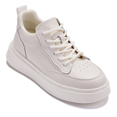Elevator shoes height increase CALTO - Q431 - 2.6 Inches Taller Lightweight (Cream/White Sole) - Chunky Sole Sneakers