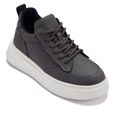 Elevator shoes height increase CALTO - Q432 - 2.6 Inches Taller Lightweight (Grey/White Sole) - Chunky Sole Sneakers