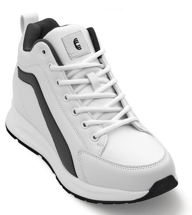 Elevator shoes height increase CALTO - S23305 - 3.2 Inches Taller (White) - Sneakers