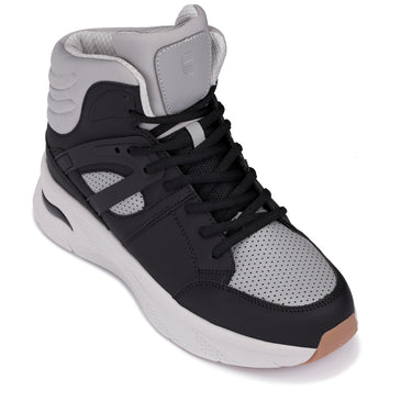 Elevator shoes height increase CALTO - S23412 - 3.2 Inches Taller (Black/Grey Sole) - High-Top Height-Boosting Sneaker