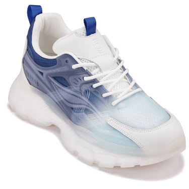 Elevator shoes height increase CALTO - S3861 - 2.6 Inches Taller (White/Navy) - Chunky Sole Sporty Sneakers