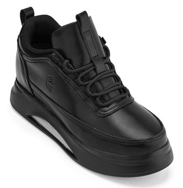 Elevator shoes height increase CALTO - S4925 - 3.2 Inches Taller (Onyx/Black Sole) - Chunky Elevated Platform Sneakers