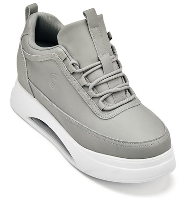 Elevator shoes height increase CALTO - S4927 - 3.2 Inches Taller (Dove Grey/White Sole) - Chunky Elevated Platform Sneakers