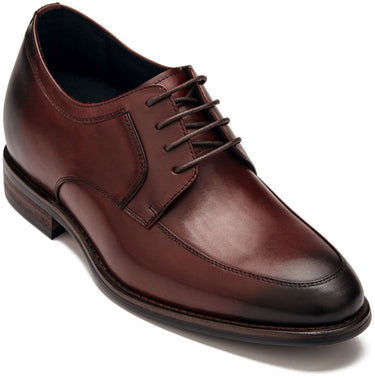 Elevator shoes height increase CALTO - Y7427 - 2.8 Inches Taller (Rust Brown) - Dress Oxford