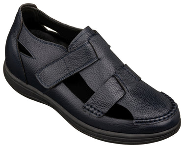 Elevator shoes height increase CALTO - K2663 - 3.2 Inches Taller (Navy) - Casual Fisherman Sandal
