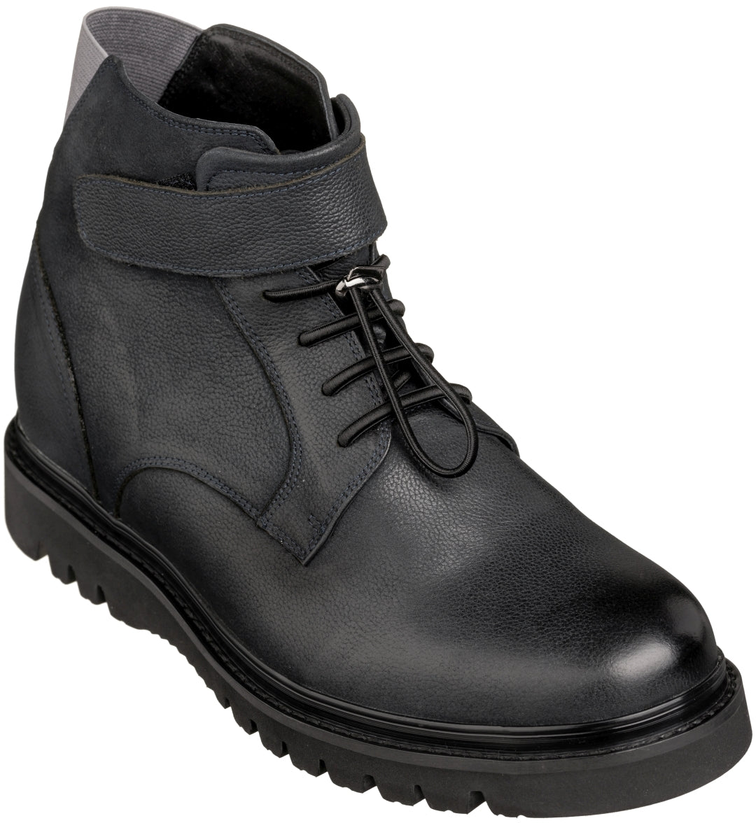 CALTO K83116 3.2 Inches Taller Dark Blue Casual Boots