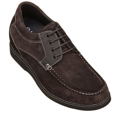 Elevator shoes height increase CALTO - YH9539 - 3.0 Inches (Dark Brown) - Casual Leather Shoes
