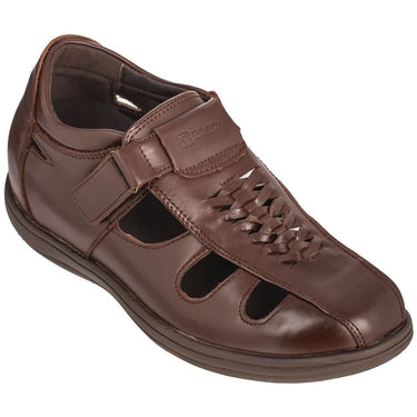 Elevator shoes height increase TOTO - G13072 - 3.2 Inches Taller (Cordovan Dark Brown) Braided Sandals - Super Lightweight