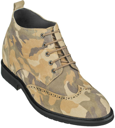 Elevator shoes height increase CALTO - S3650 - 3.0 Inches Taller (Camo Brown) - Lightweight