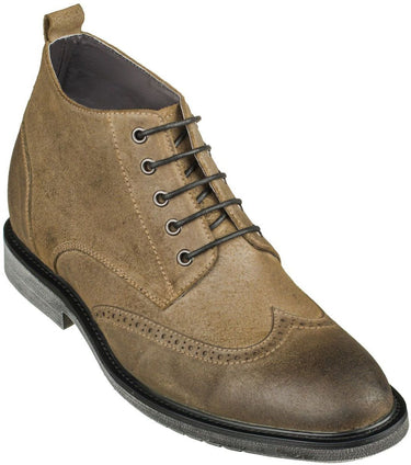 Elevator shoes height increase CALTO - S3653 - 3.0 Inches Taller (Khaki) - Lightweight