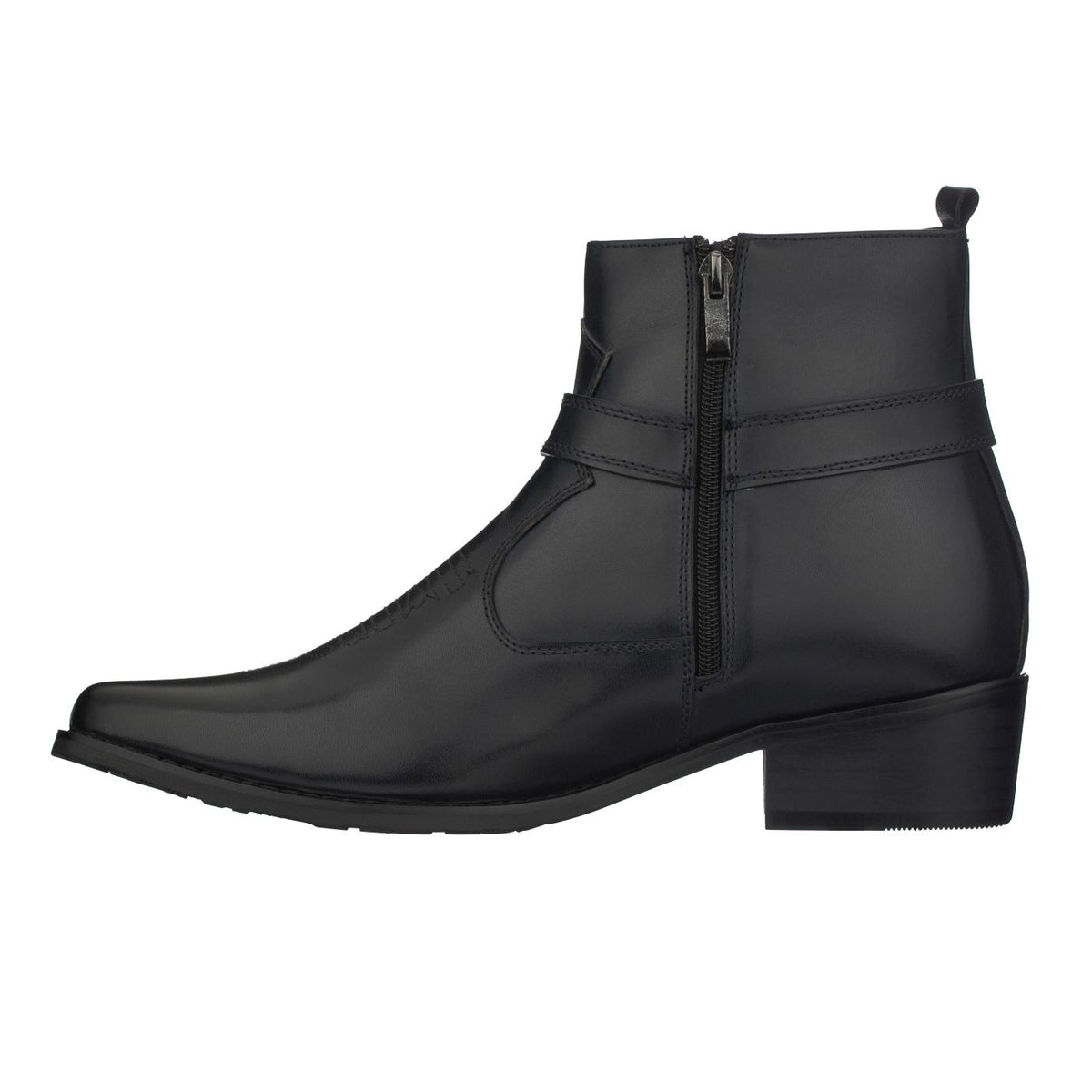 Almas Tower - Elevator Boots in Brushed Leather from 2.4 to 4 inches