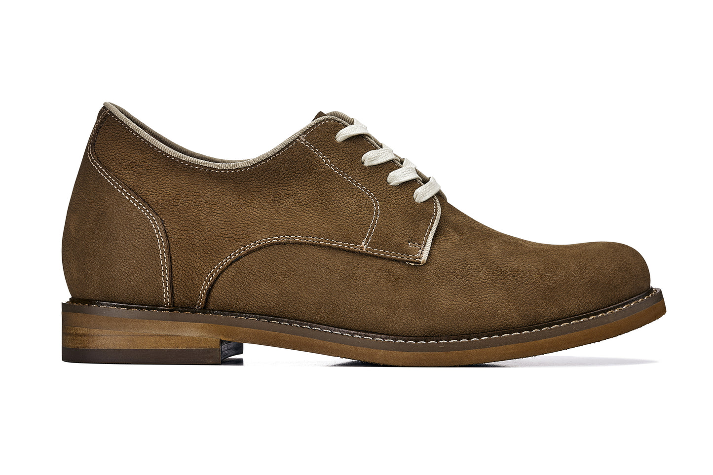 CALTO - J1312 - 3 Inches Taller (Khaki Brown) - Business Casual Leather Derbies