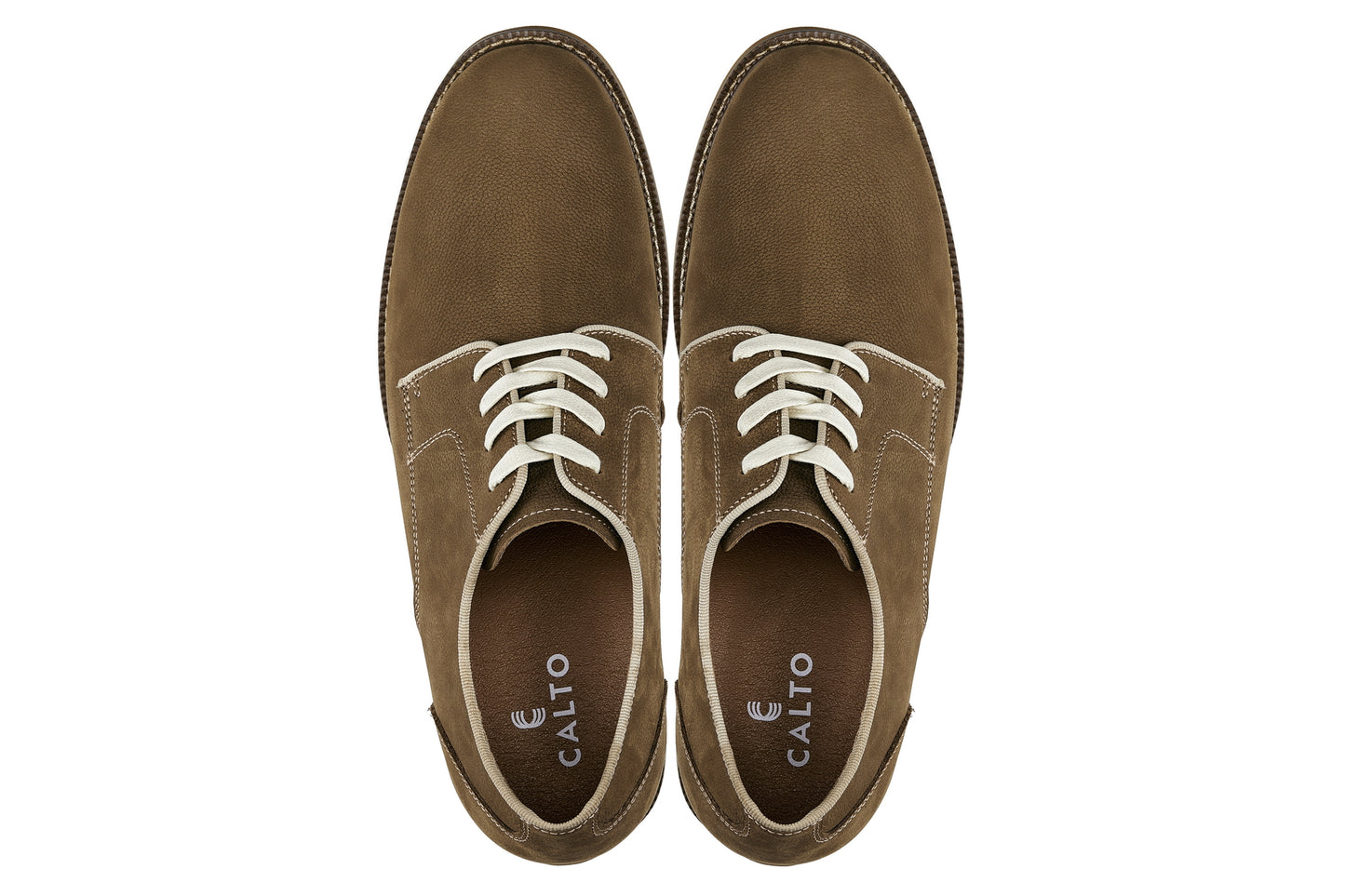 CALTO - J1312 - 3 Pulgadas Más Alto (Marrón Caqui) - Zapatos de Cuero Casual de Negocios