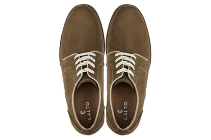 CALTO - J1312 - 3 Pulgadas Más Alto (Marrón Caqui) - Zapatos de Cuero Casual de Negocios