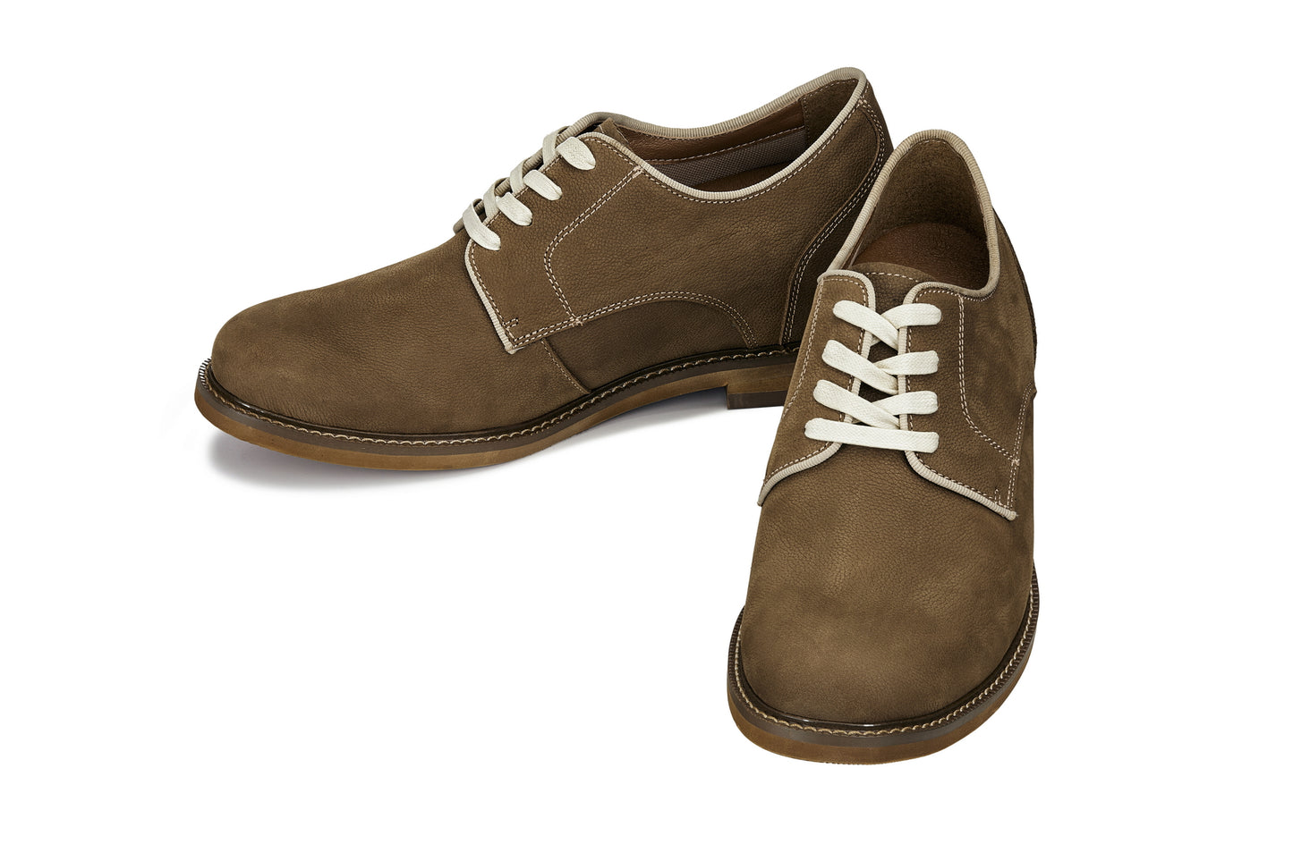 CALTO - J1312 - 3 Inches Taller (Khaki Bruin) - Business Casual Leren Schoenen