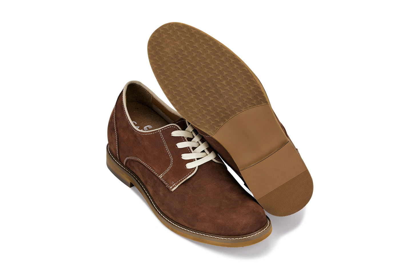 CALTO - J1313 - 3 Pulgadas Más Alto (Marrón Caramelo) - Zapatos de Cuero Casual de Negocios