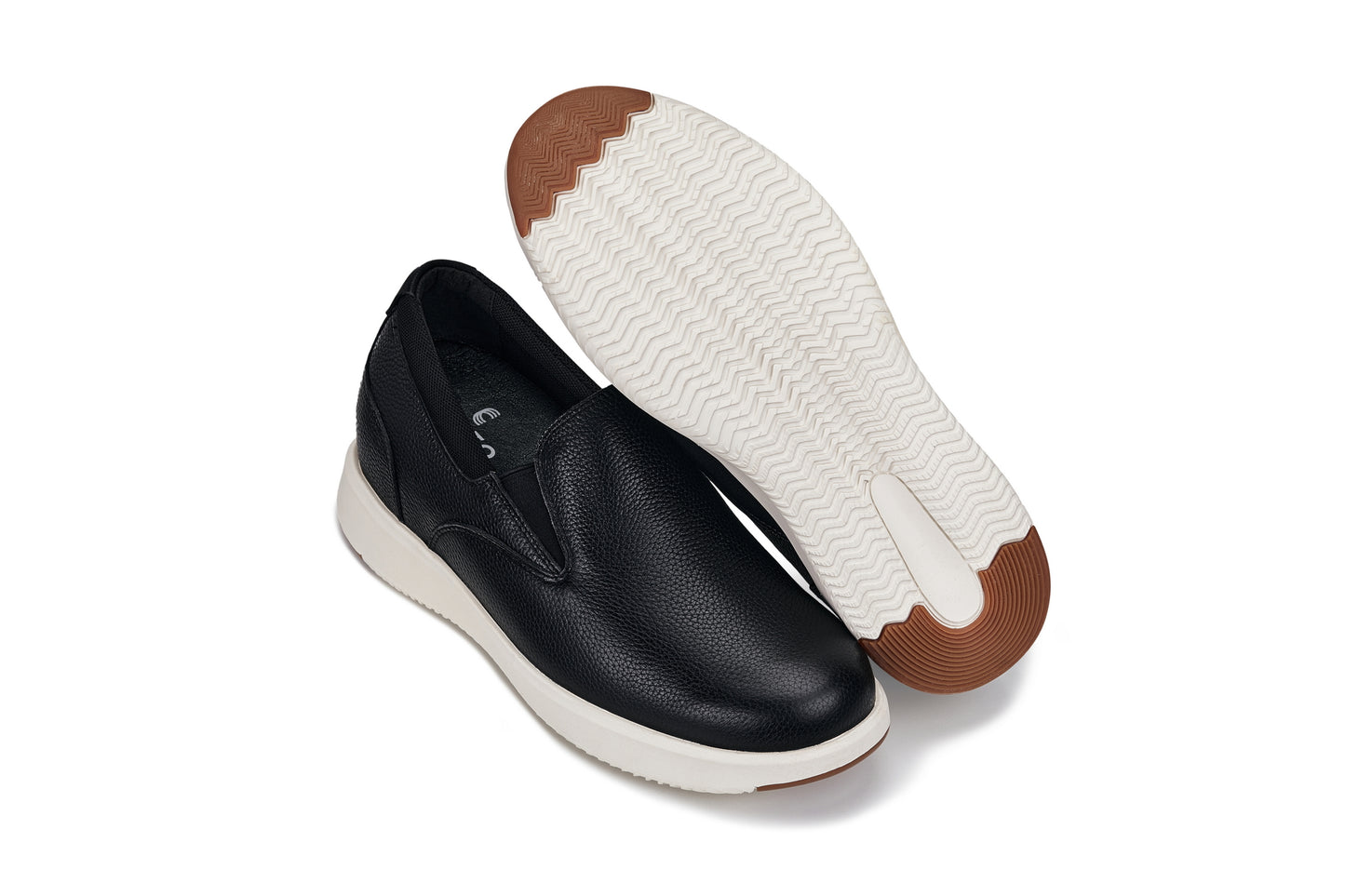 CALTO - J1420 - 2,8 Zoll größer (Natur Schwarz) - Leder Slipper