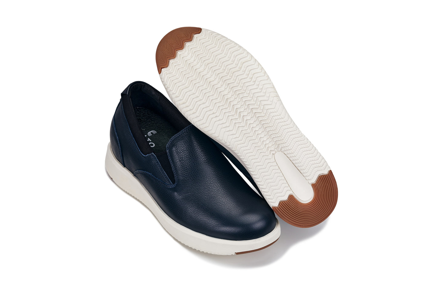 CALTO - J1421 - 2.8 Inches Taller (Donkerblauw-Grijs) - Leren Loafers