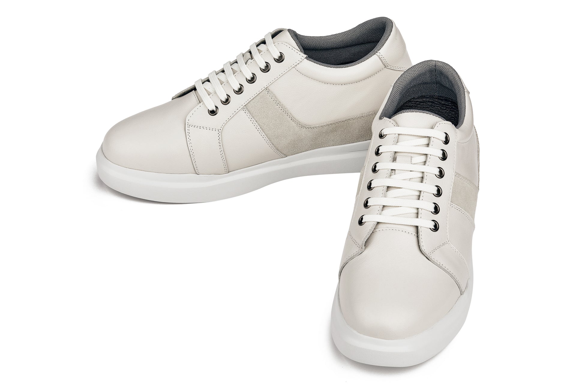 CALTO - K1531 - 3 Inches Taller (Off White) - Lightweight Leather Sneakers