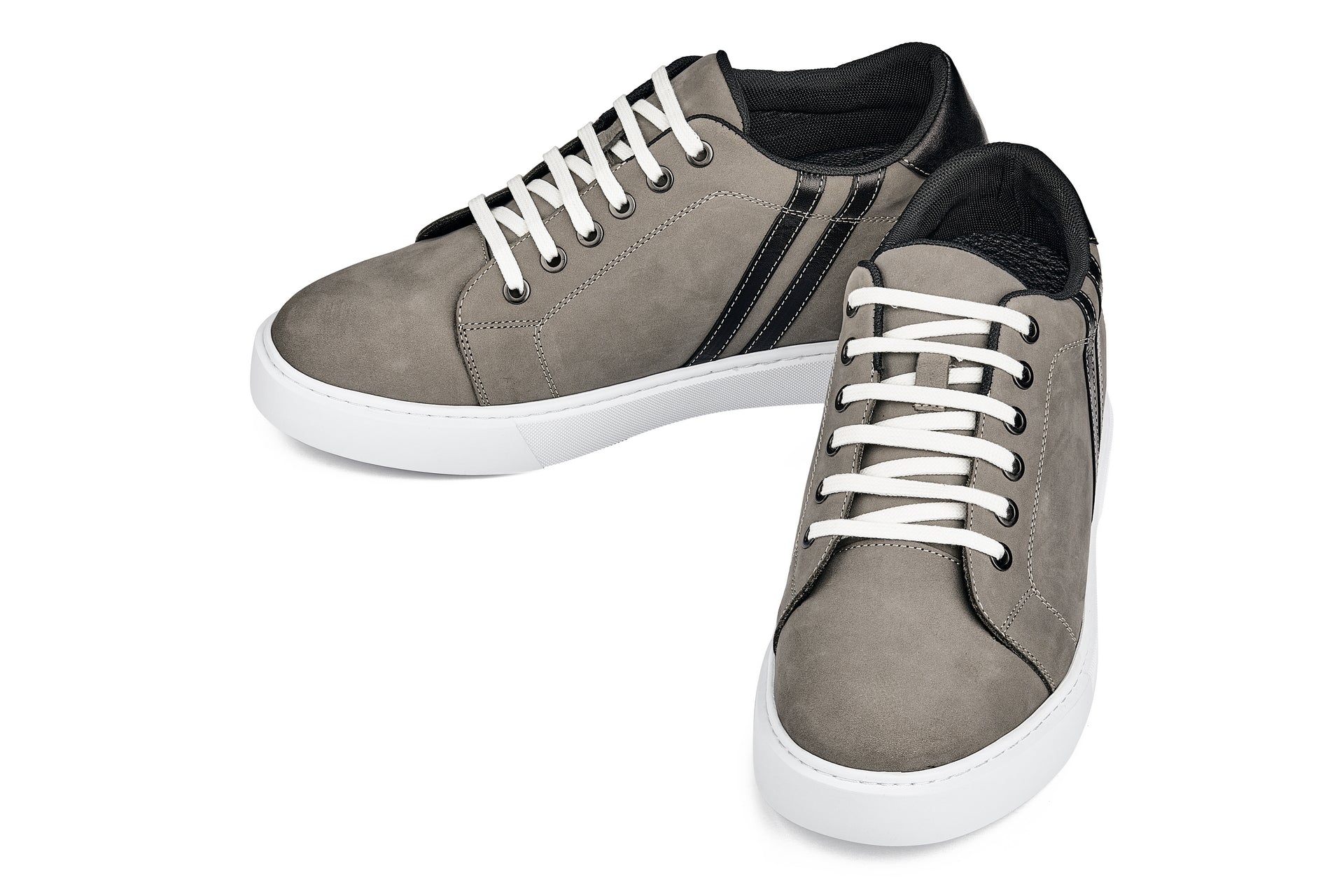 CALTO - K1550 - 2.8 pulgadas más alto (gris nubuck) - Zapatillas casuales con cordones