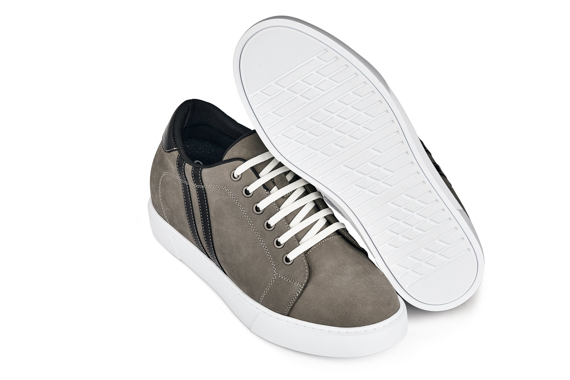 CALTO - K1550 - 2.8 pulgadas más alto (gris nubuck) - Zapatillas casuales con cordones