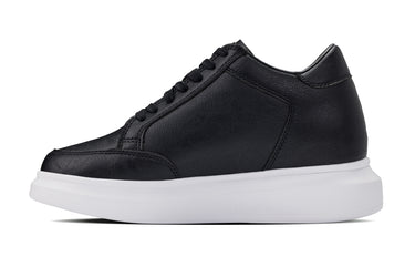 Elevator shoes height increase CALTO - Q510 - 2.6 Inches Taller Lightweight (Black/White Sole) - Chunky Sole Sneakers
