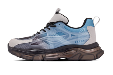 Elevator shoes height increase CALTO - S3862 - 2.6 Inches Taller (Grey/Blue) - Chunky Sole Sporty Sneakers