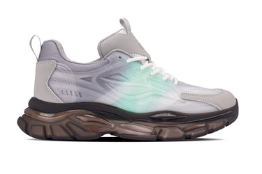 Elevator shoes height increase CALTO - S3863 - 2.6 Inches Taller (Green/Grey) - Chunky Sole Sporty Sneakers
