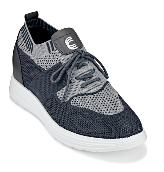 CALTO - X1341 - 2.8 Inches Taller (Iron Gray/Glacier Gray) - Lace Up Casual Walker - Lightweight