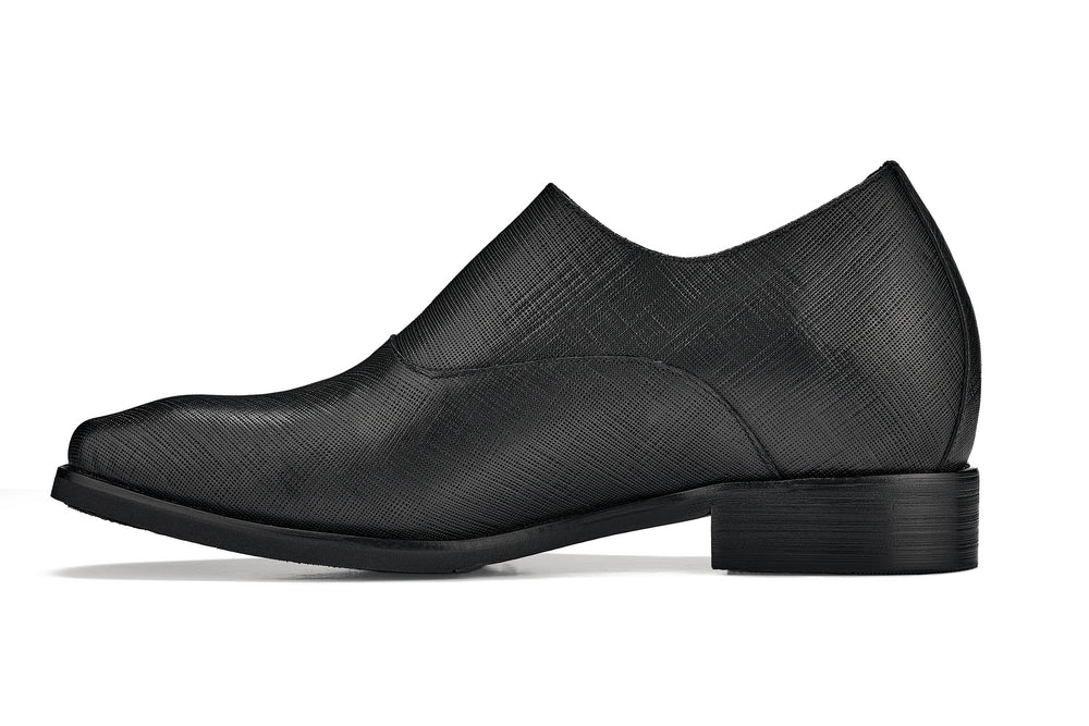 CALTO – Y1180 – 3,2 Zoll größer (Schwarz) – Leichte Slip-On-Schuhe mit Mönchsriemen