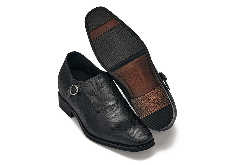 CALTO – Y1180 – 3,2 Zoll größer (Schwarz) – Leichte Slip-On-Schuhe mit Mönchsriemen