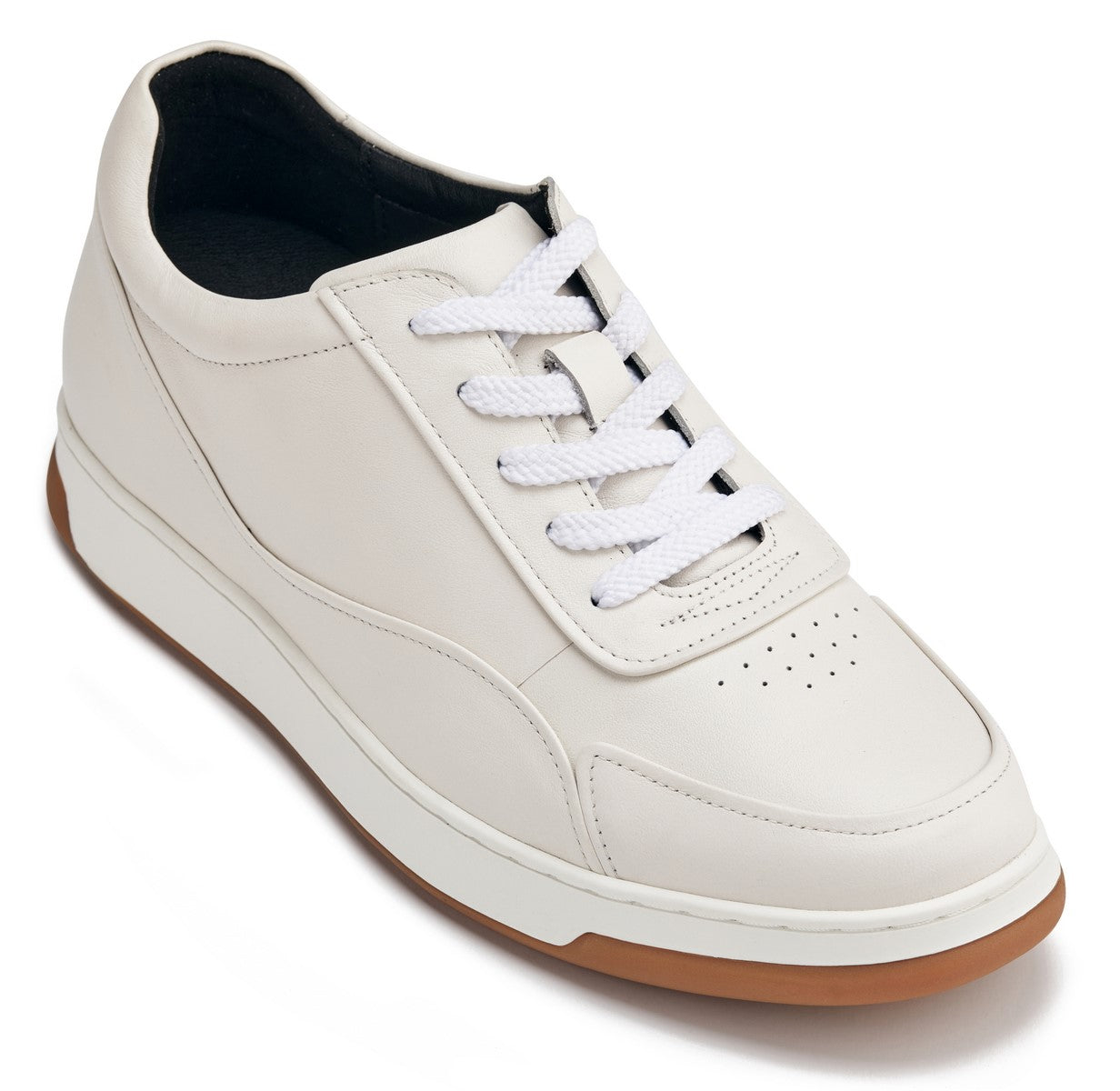 CALTO - Y7886 - 2.6 Inches Taller (White) - Leather Elevator Sneakers ...