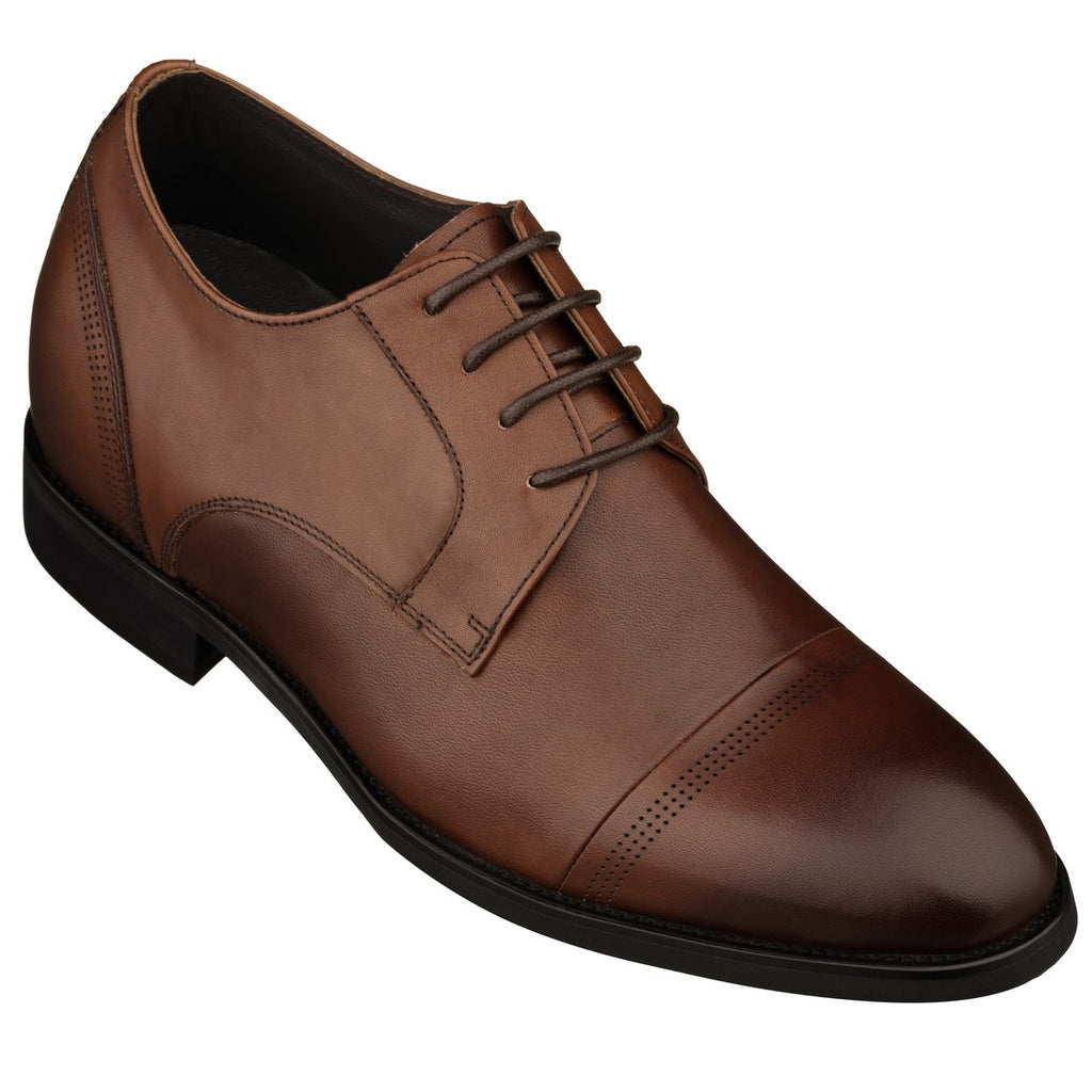 Height Increase Elevator Shoes Men TOTO - K9278 - 2.8 Inches Taller (Dark Brown)