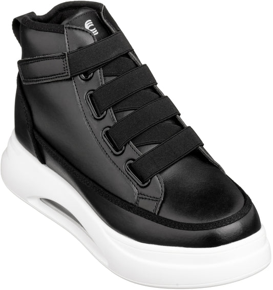 Elevator shoes height increase CALTO - S23104 - 3.6 Inches Taller (Black) - Sneakers