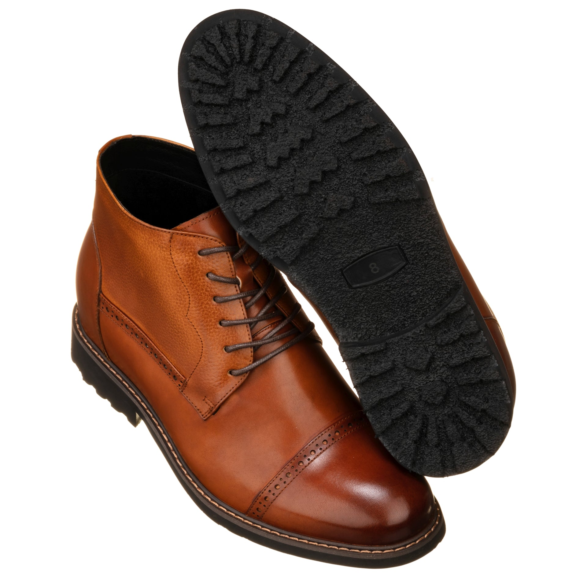 Height Increase Elevator Shoes Men CALTO - Y41085 - 3.2 Inches Taller (Brown) - Lace Up Casual Boots, 10 Height Increase Elevator Shoes Men CALTO - Y41085 - 3.2 Inches Taller (Brown) - Lace Up Casual Boots, 10