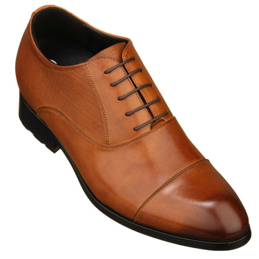 Height Increase Elevator Shoes Men CALTO - Y6711 - 3 Inches Taller (Brown)