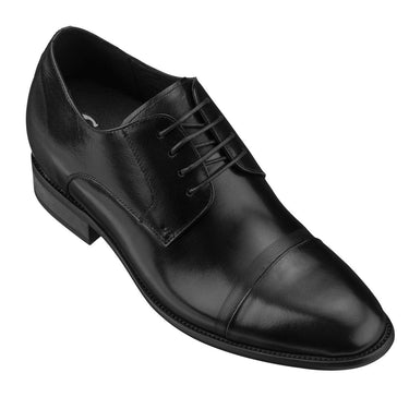 Height Increase Elevator Shoes Men CALTO Black Formal Dress Shoes - Three Inches