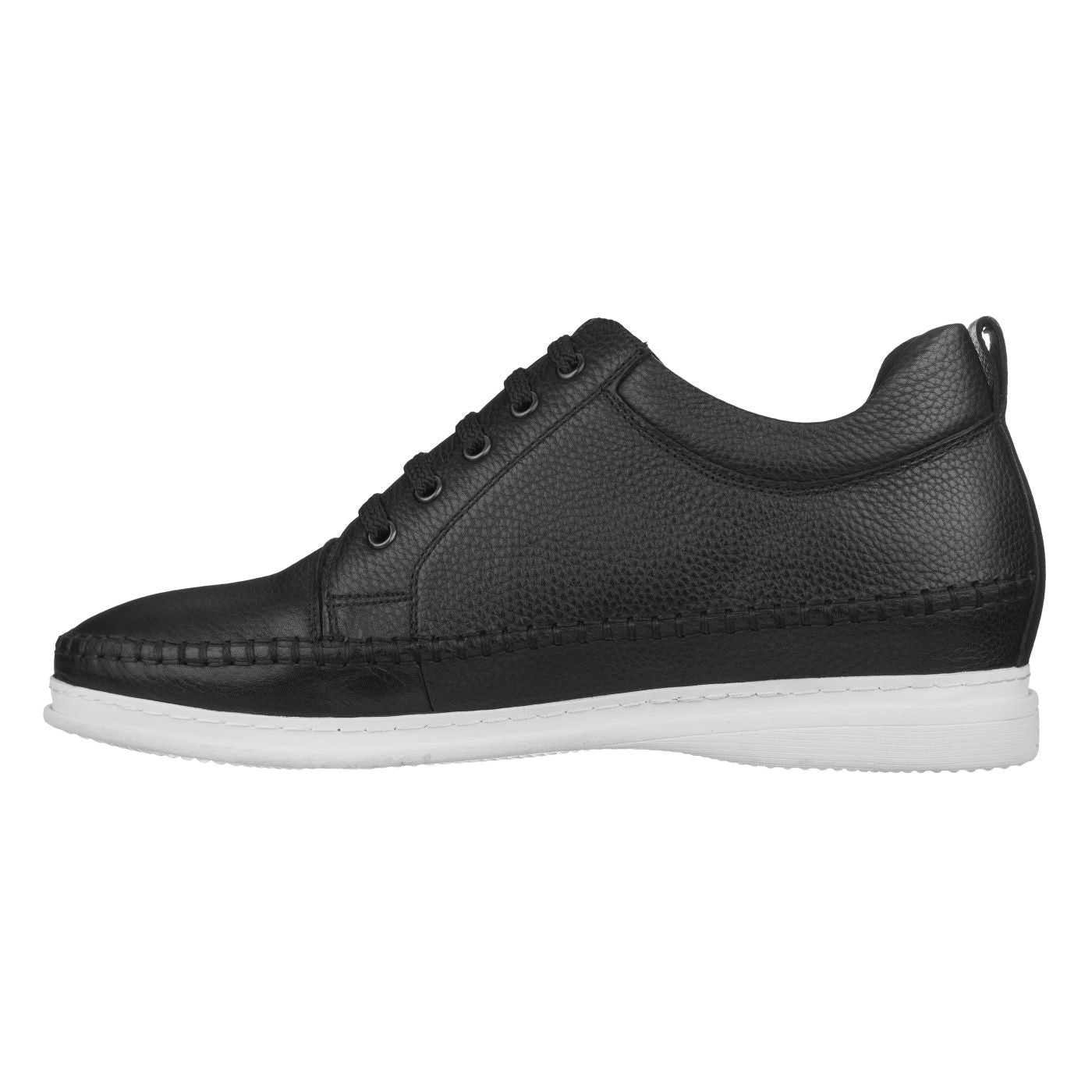 Elevator shoes height increase CALTO 3 Inch Casual Leather Elevator Sneakers - Black - S4311