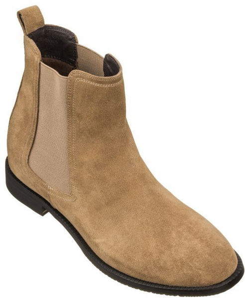 靴 ilot CALTO - K33091 - 2.9 Inches Taller (Khaki Brown) - Suede Chelsea Boot