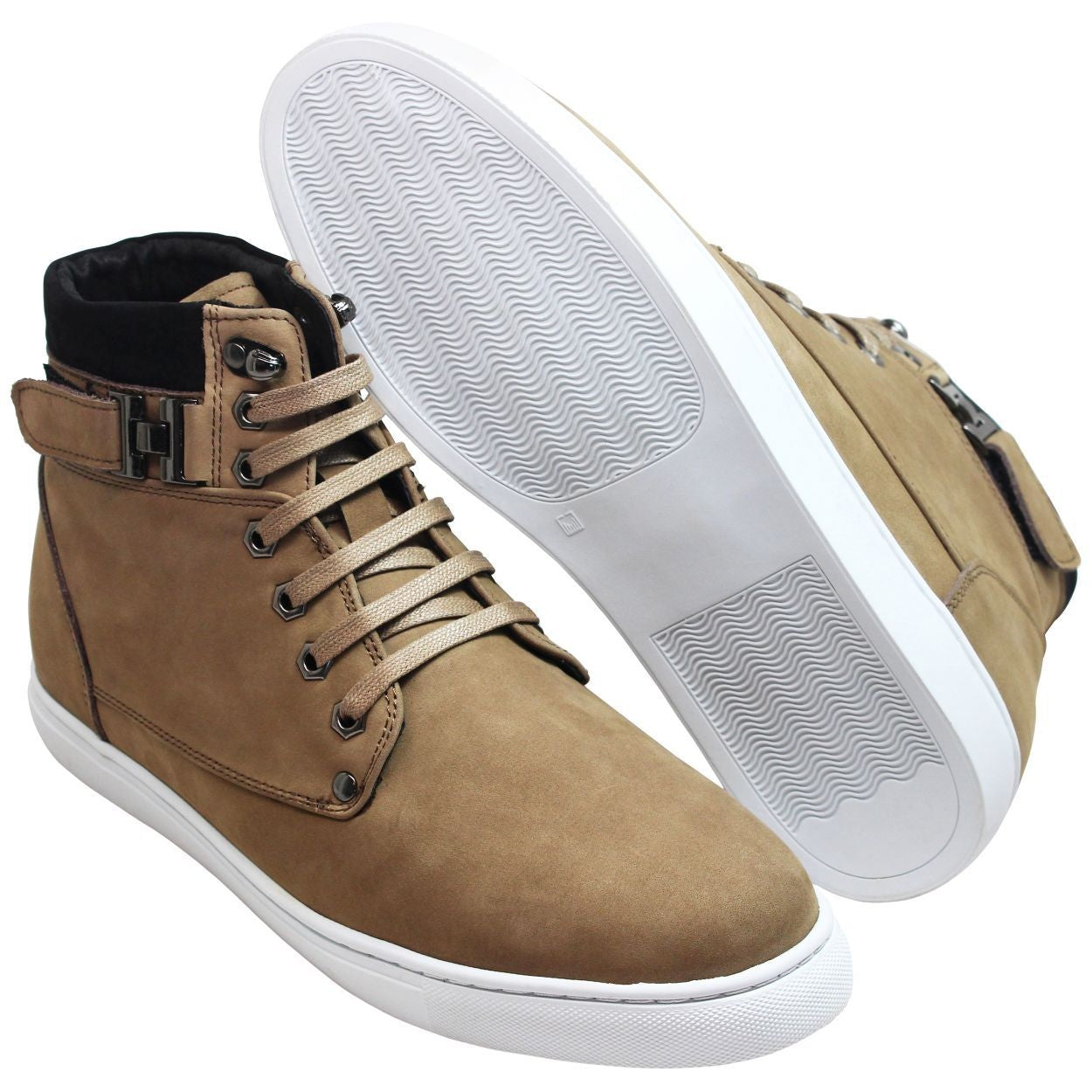 Elevator shoes height increase CALTO - T53121 - 2.6 Inches Taller (Nubuck Tan)