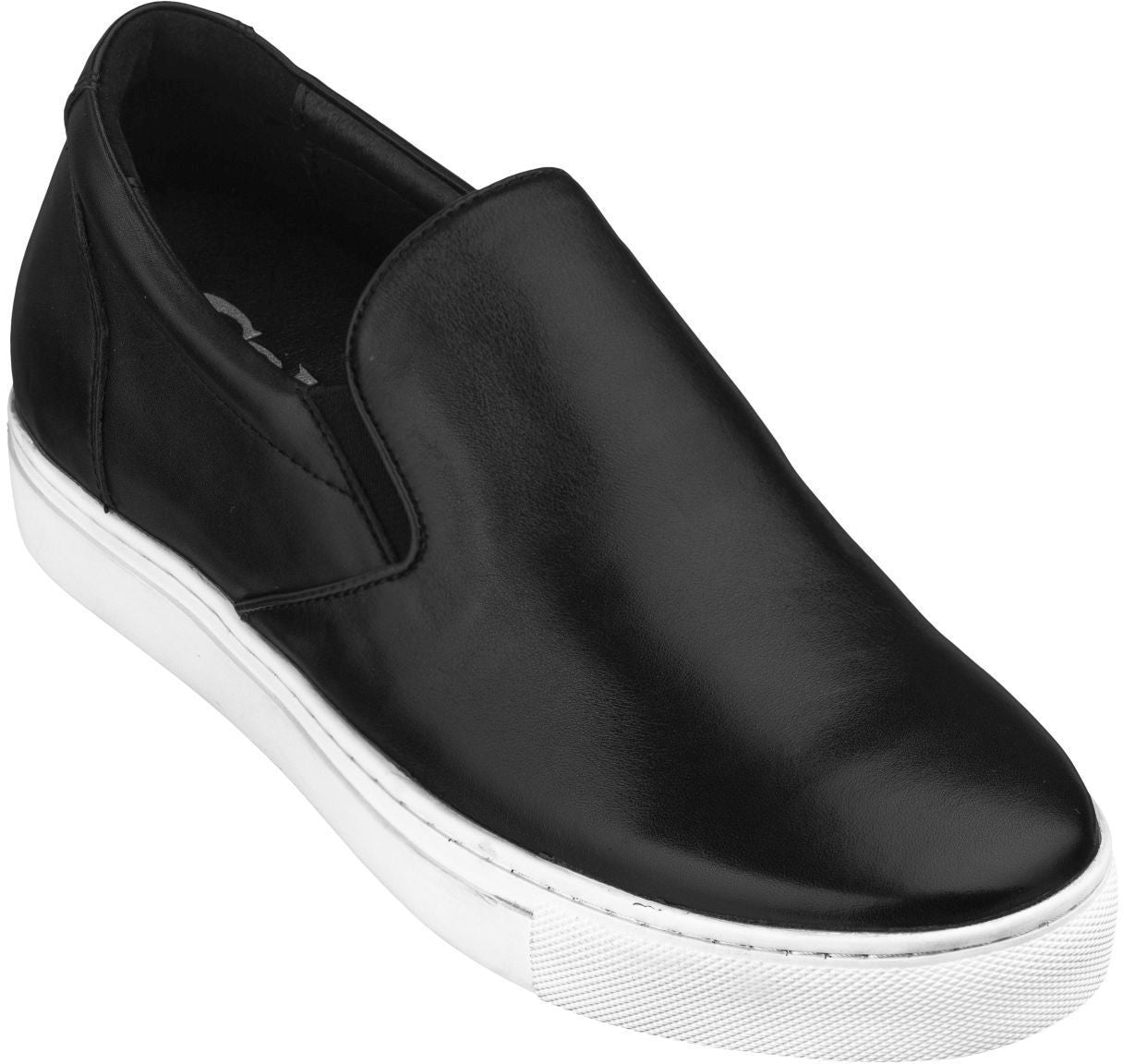 Elevator shoes height increase CALTO - T1021 - 2.4 Inches Taller (Black) Nappa Leather - Lightweight