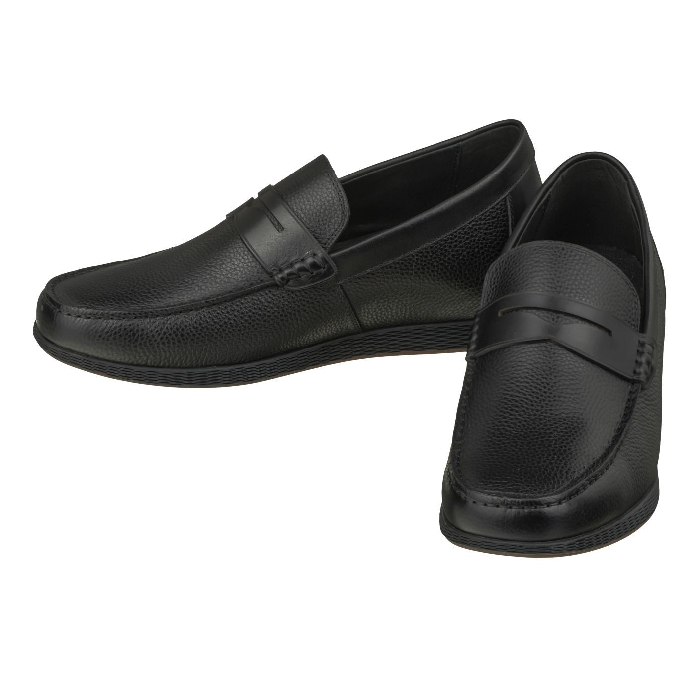 Elevator shoes height increase CALTO Black Penny Loafer Elevator Shoes - 2.4 Inches - S1090